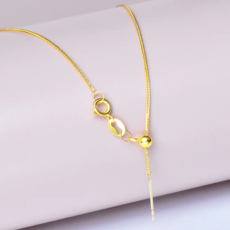 Pure 18K yellow gold necklace Fine Jewelry Needle Chopin au750 Fine Jewelry Chopin chain versatile party gift for women x534 - Luxory Prime
