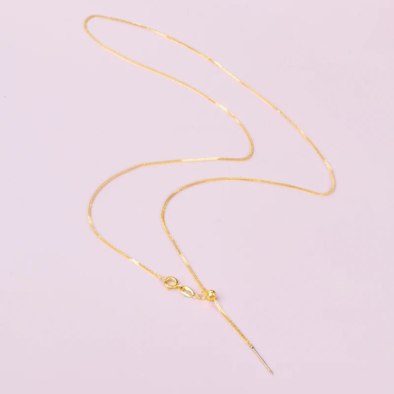 Pure 18K yellow gold necklace Fine Jewelry Needle Chopin au750 Fine Jewelry Chopin chain versatile party gift for women x534 - Luxory Prime