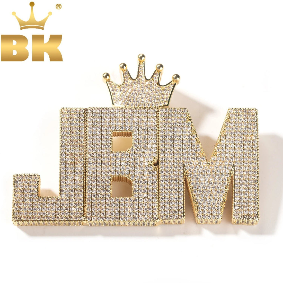 THE BLING KING Crown Bail Custom Big Size Initial Letters Pendant Micro Paved Out CZ Nameplate Necklace Fashion Jewelry For Gift - Luxory Prime