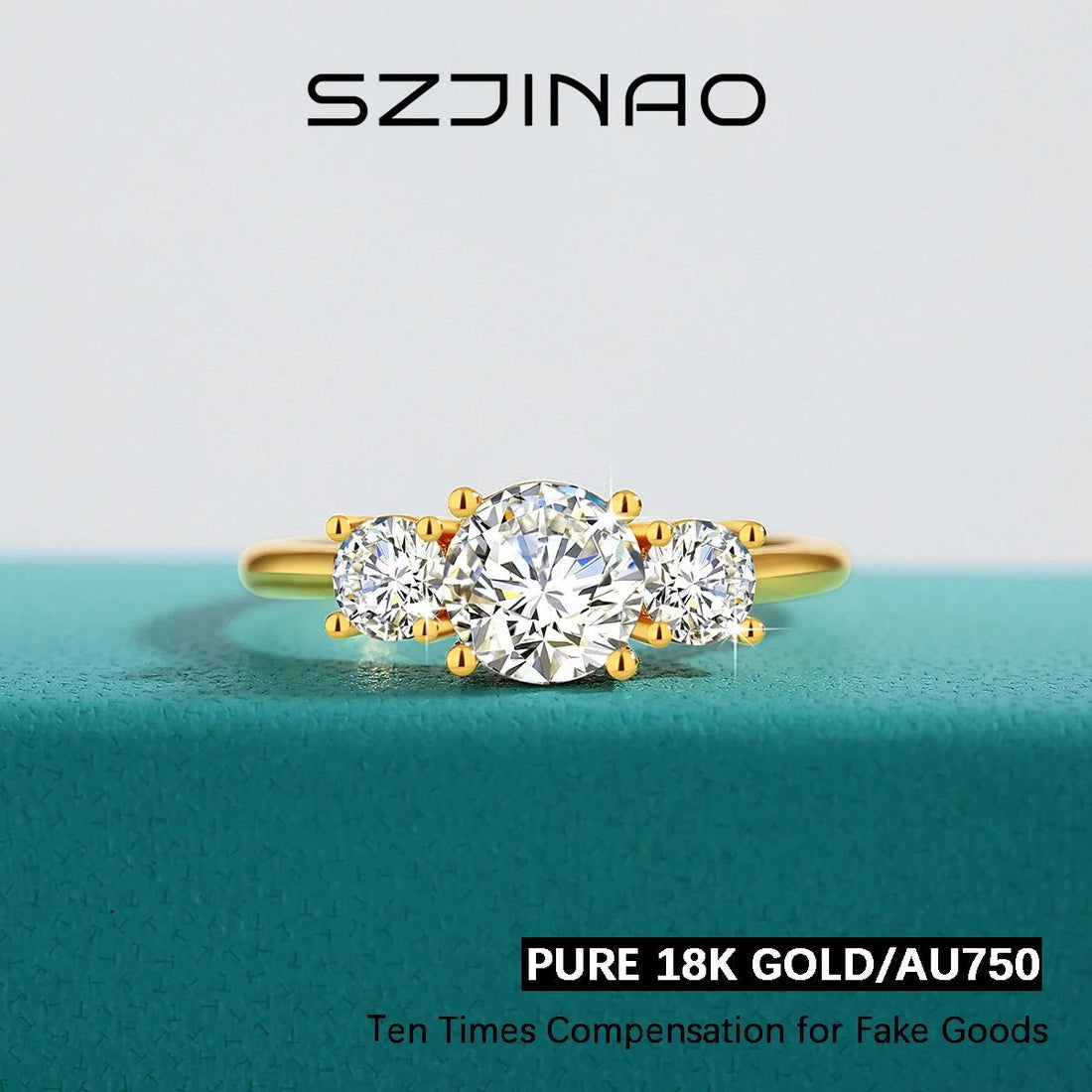 Total 2CT VVS1 Moissanite Ring AU750 Real 18K Gold Rings for Women Wedding Anniversary Classic Engagement Gift High Jewelry - Luxory Prime